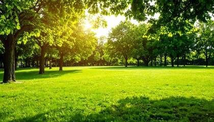 Obraz premium Lush parkland bathed in sunlight