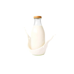 Photo of glass milk bottle isolated on transparent background