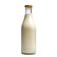 Photo of glass milk bottle isolated on transparent background