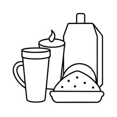 breakfast outline drawing