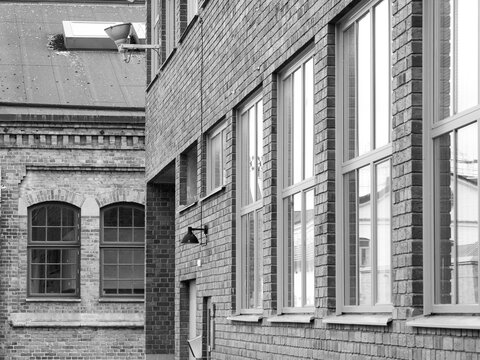 Fototapeta Brick buildings in black and white
