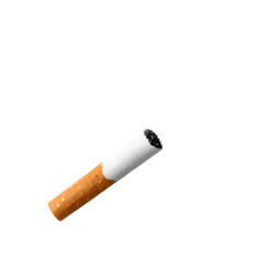 Photo of lit cigarette smoke curl upward isolated on transparent background