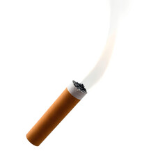 Photo of lit cigarette smoke curl upward isolated on transparent background