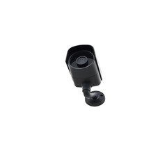 Photo of black security camera isolated on transparent background