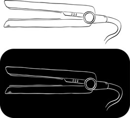 Bold and Easy Hair Curler Isolated logo. Vector graphic line ink illustration. Coloring Page for Adults and Kids. Coloring Sheet for Stress Relief and Relaxation
