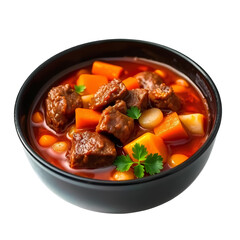 Photo of bowl of beef stew isolated on transparent background
