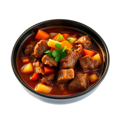 Photo of bowl of beef stew isolated on transparent background