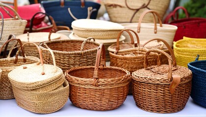 Woven baskets in various sizes and colors