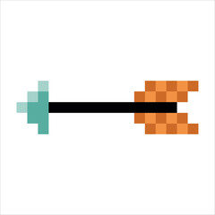 Arrow for bow. Game elements. Environment for Retro 8 bit icons for old school platformer video game. Pixel art. Vector illustration isolated on white background.