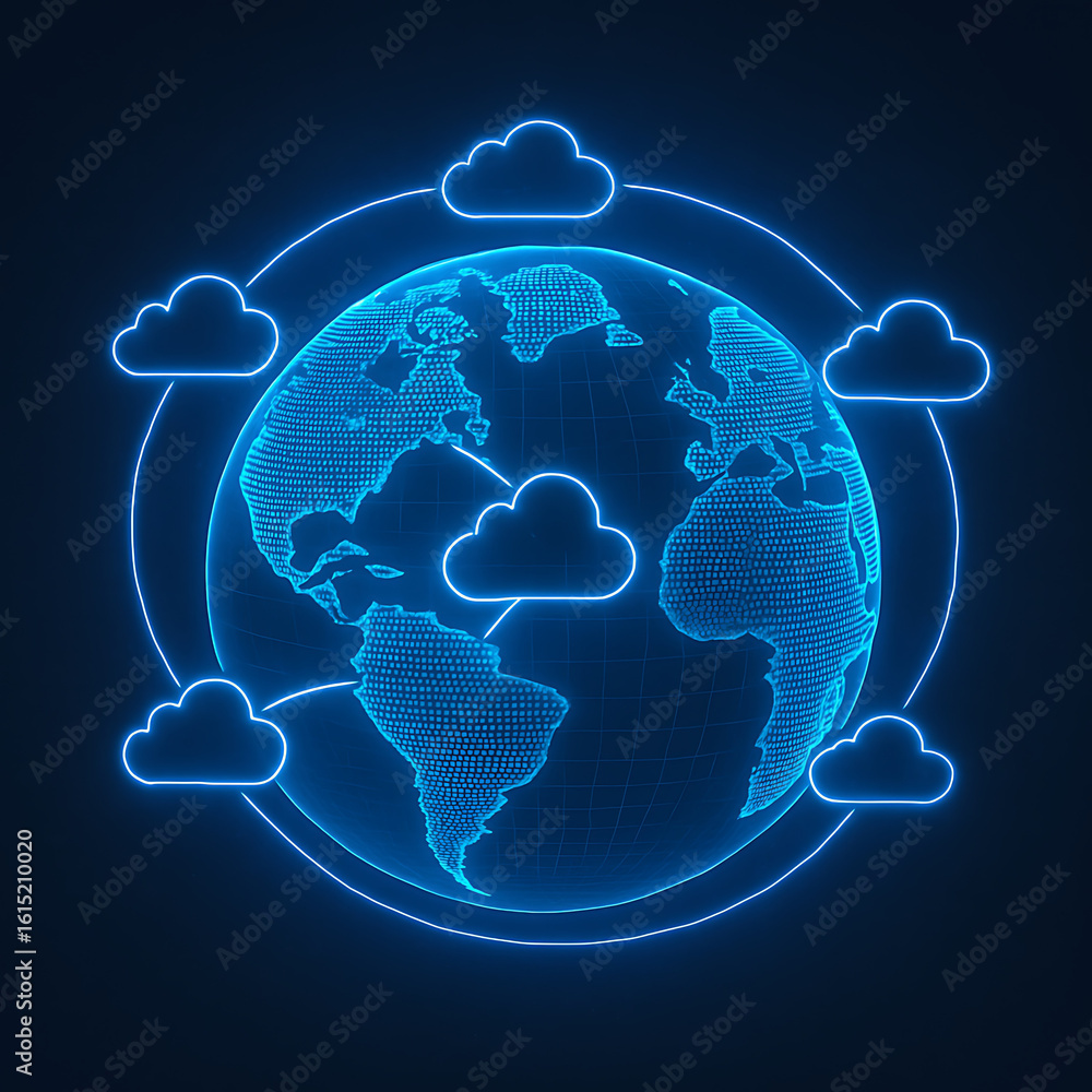 Poster connect globally with cloud technology networking worldwide for modern digital solutions
