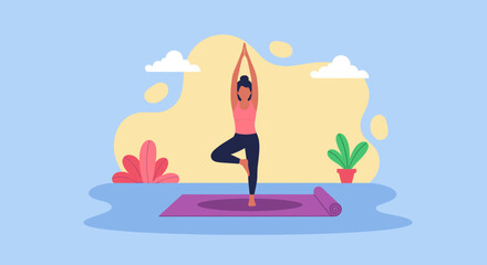 Woman practicing yoga outdoors. Perfect for wellness websites, fitness blogs, or yoga studio marketing materials.