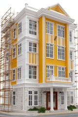 Fototapeta premium Yellow and White Multi Story Building Under Construction
