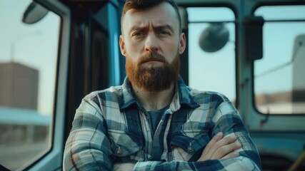 A man wearing a plaid shirt and sporting a beard, suitable for use in outdoor or casual settings