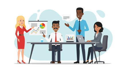 Diverse business team collaborating on a project, perfect for presentations and reports.