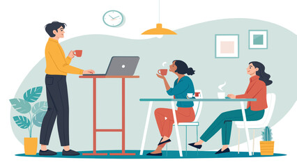 Diverse team of coworkers collaborating in a modern office, perfect for illustrating teamwork and productivity on a company website or brochure.