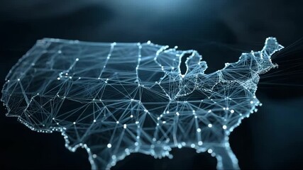 Digital network connections mapping across United States outline, representing the concept of big data   - Powered by Adobe