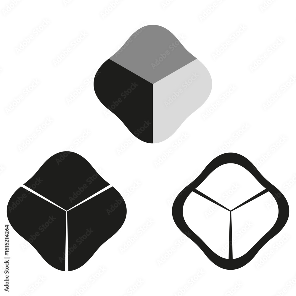 Poster geometric cube icons. three dimensional shapes. modern vector elements. abstract block forms.