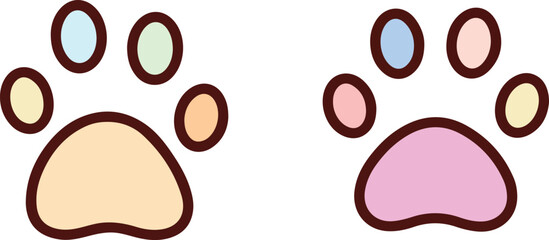 Fototapeta premium Paw prints pastel colors cute design animal style vector illustration EPS file download