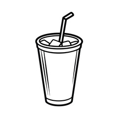 iced drink in plastic cup line art