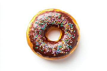 HyperDetailed Doughnut with Chocolate Glaze and Sprinkles Clip Art on White Background