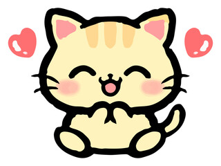 お座りするかわいいトラ猫の落書き風イラスト素材2