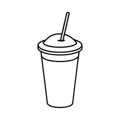 iced drink in plastic cup line art