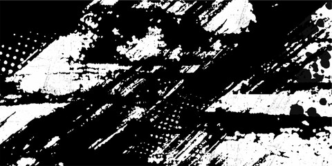 Vector pink style paintbrush grunge with halftone dots pattern texture Vector black ink splatter brush stroke on diagonal halftone background.
