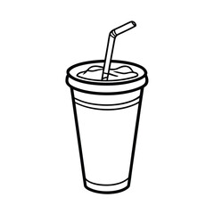 iced drink in plastic cup line art