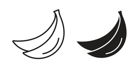 Banana icon vector in simple flat design, outline.