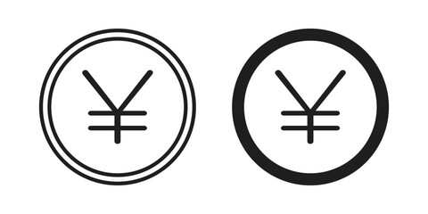 Yen icon vector in simple flat design, outline.