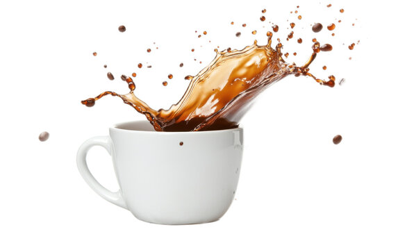 Liquid cofee plashing on white background,png
