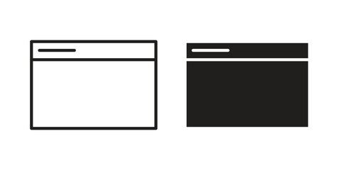 Window icon vector in simple flat design, outline.