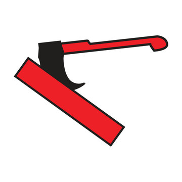 axe stuck in wood