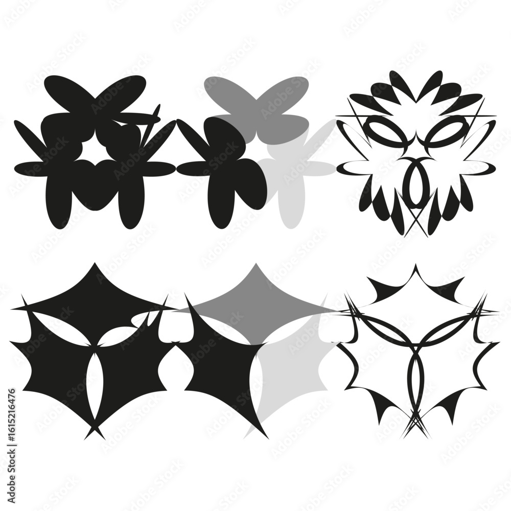 Poster abstract organic shapes. decorative symmetry patterns. dynamic vector illustrations. unique geometri