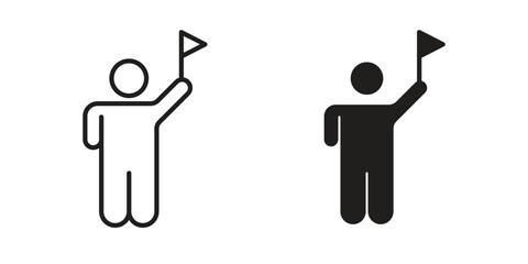 Tour guide people icon vector in simple flat design, outline.