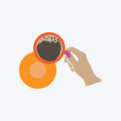 logo design vector hand holding a coffee cup