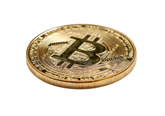 Isolated golden bitcoin coin cryptocurrency investment isolated on white background