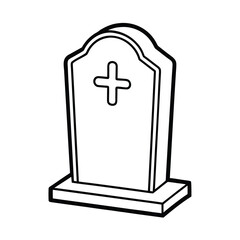 old gravestone with cross vector