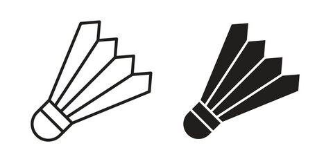 Shuttlecock icon vector in simple flat design, outline.