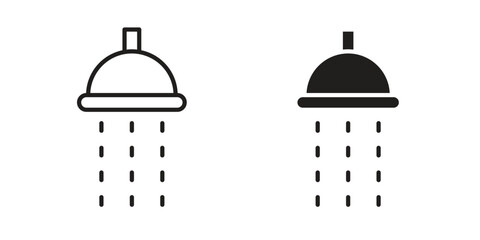 Shower down icon vector in simple flat design, outline.