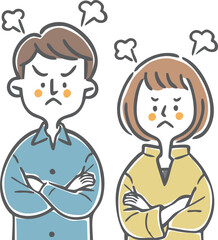 怒っている夫婦　上半身　ベクター
