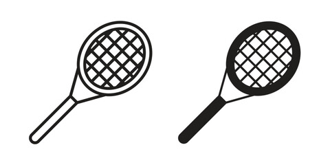 Racquet icon vector in simple flat design, outline.