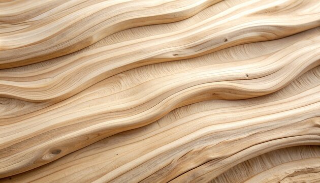Abstract Wooden Surface Pattern with Sun Bleached Tones Showing Textured Grain Details and Wavy Design