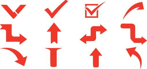 Set of red arrow, pointing up, down, left and right.