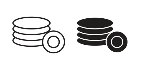 Plates icon vector in simple flat design, outline.