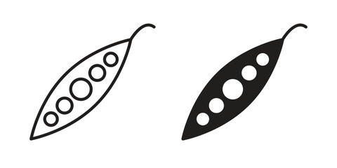 Peapod icon vector in simple flat design, outline.