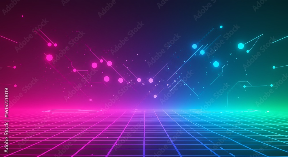 Poster retrofuturistic grid network