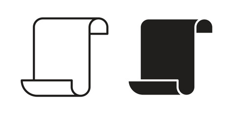 Paper Scroll icon vector in simple flat design, outline.