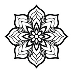Intricate mandala artwork with floral and geometric patterns, perfect for coloring pages, digital art, meditation visuals, or decorative use