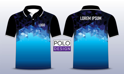 Modern blue and black polo shirt template, Fabric textile pattern design, T-shirt mockup template design. Vector Illustration.